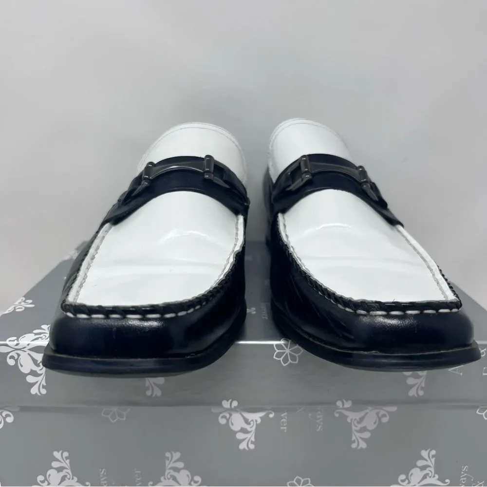 Stacy Adams Wana Bond Street Two-tone Black White Leather Loafers 10